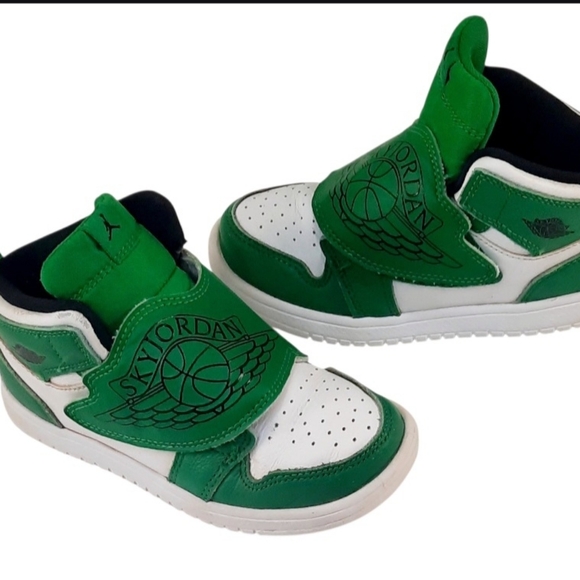 Nike Sky Jordan Toddler 10c Air Jordan 1 Mid Pine Green Sneakers BQ7196-301 - Picture 5 of 5